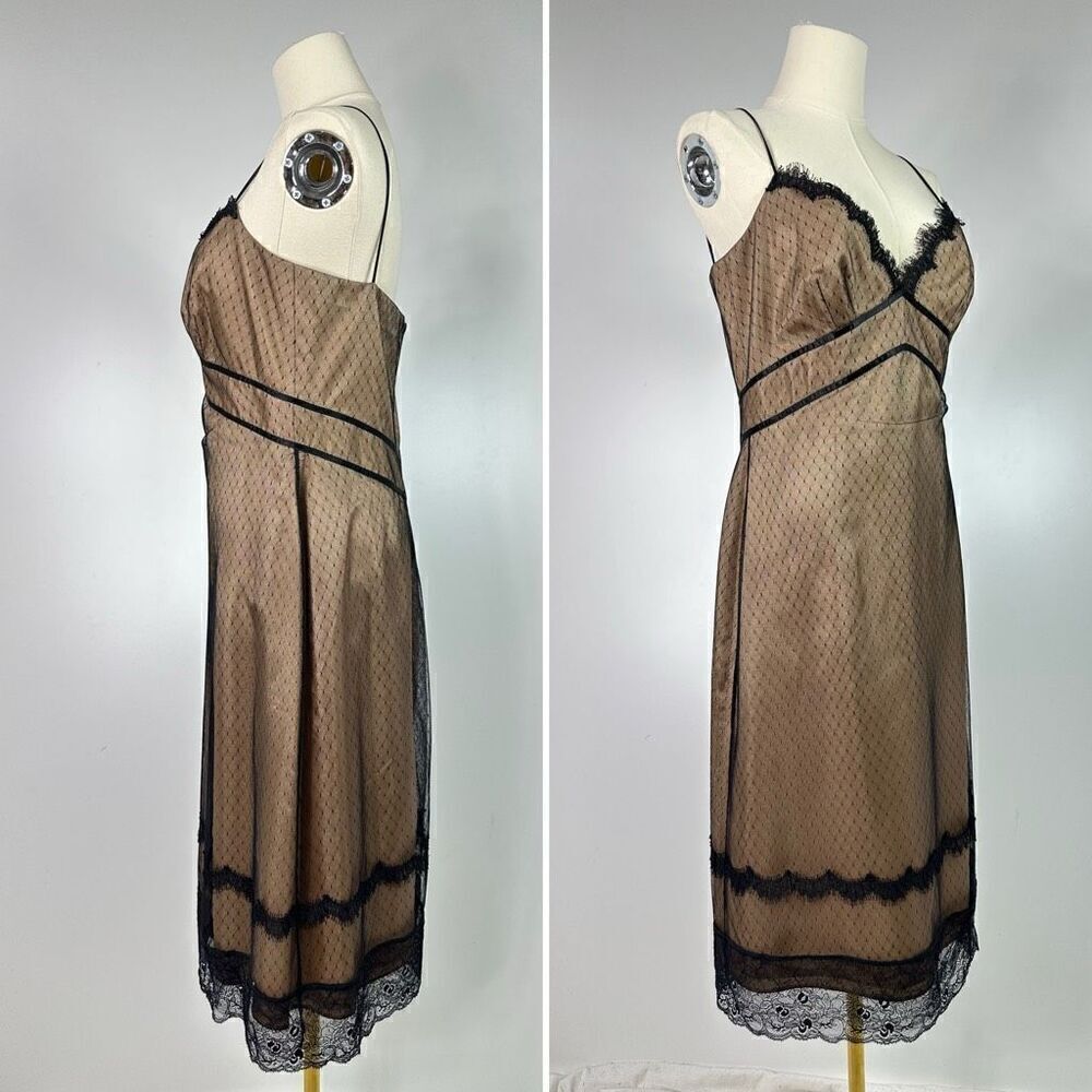 ABS Allen Schwartz Dress Lace Overlay Sz 8 Coquette Fairy Whimsy Goth Date Night - Picture 2 of 11